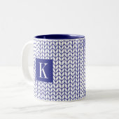 BLUE LINE BREI Navy Tweetonige Mok + Initiaal II (Voorkant links)