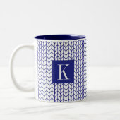 BLUE LINE BREI Navy Tweetonige Mok + Initiaal II (Links)