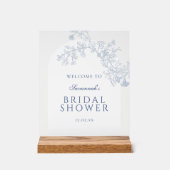 Blue Line Drawn Floral Vrijgezellenfeest Welkom Acryl Bord (Voorkant)