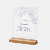 Blue Line Drawn Floral Vrijgezellenfeest Welkom Acryl Bord (Hoek)