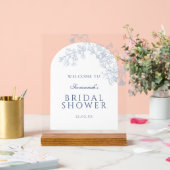 Blue Line Drawn Floral Vrijgezellenfeest Welkom Acryl Bord (Huwelijk)