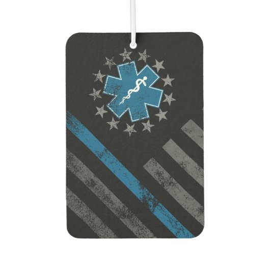 Blue Line EMT Paramedic Vintage American Flag Luchtverfrisser (Voorkant)