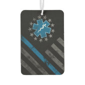 Blue Line EMT Paramedic Vintage American Flag Luchtverfrisser (Achterkant)