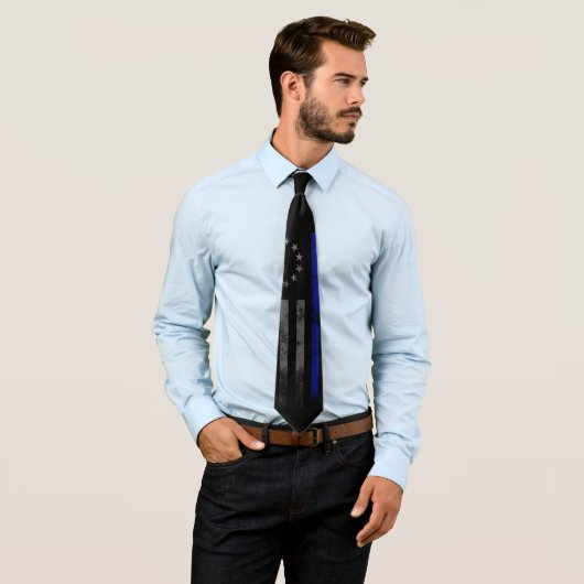 Blue Line First Responder  Betsy Ross Flag Stropdas (In situ)