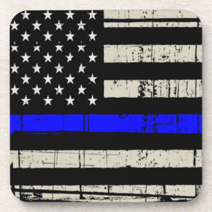Blue Line Flag Poiliment Support American USA Bier Onderzetter