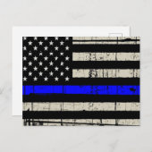 Blue Line Flag Poiliment Support American USA Briefkaart (Voorkant / Achterkant)