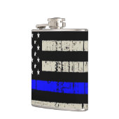 Blue Line Flag Poiliment Support American USA Heupfles (Links)