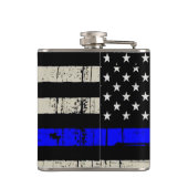 Blue Line Flag Poiliment Support American USA Heupfles (Achterkant)