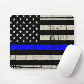 Blue Line Flag Poiliment Support American USA Muismat (Met muis)