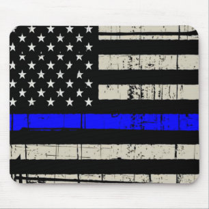 Blue Line Flag Poiliment Support American USA Muismat
