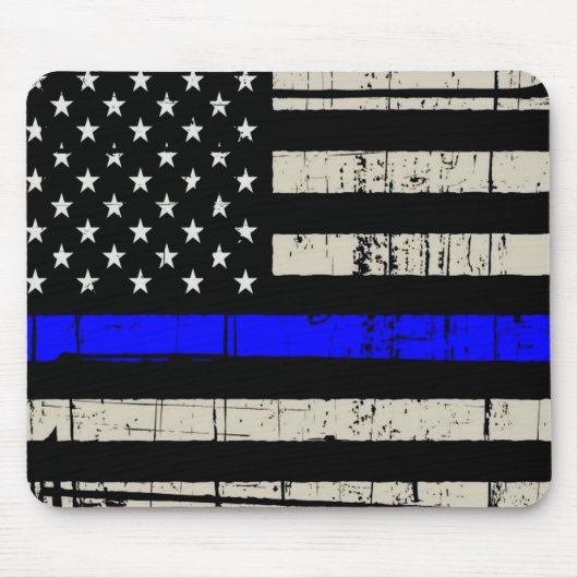 Blue Line Flag Poiliment Support American USA Muismat (Voorkant)