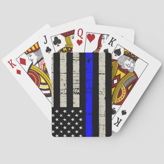 Blue Line Flag Poiliment Support American USA Pokerkaarten (Achterkant)