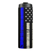 Blue Line Flag Poiliment Support American USA Thermosbeker (Voorkant)