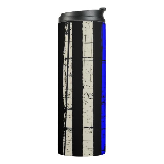 Blue Line Flag Poiliment Support American USA Thermosbeker (Gedraaid links)