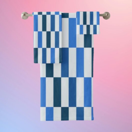Blue Line Flow Bathroom Towel Set Bad Handdoek