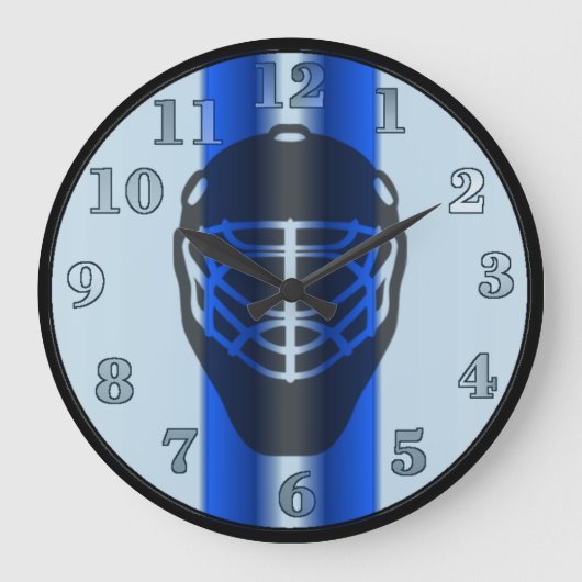 Blue Line Goalie Mask Hockey Wall Clock Grote Klok (Voorkant)