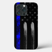 Blue Line Grunge Flag iPhone Case Pro (Achterkant)