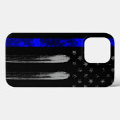 Blue Line Grunge Flag iPhone Case Pro (Achterkant (horizontaal))