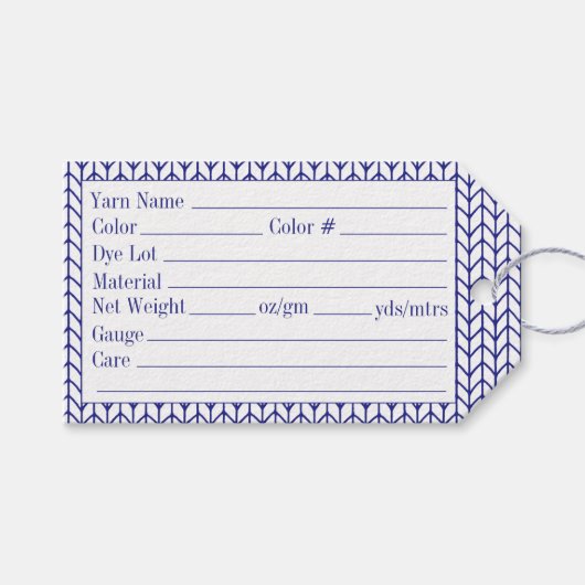 BLUE LINE KNIT 3.5x2 garenetiketjes Cadeaulabel (Voorkant (Horizontaal))