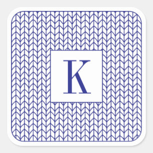 BLUE LINE KNIT Grote Vierkante Stickers + Initiaal