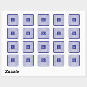 BLUE LINE KNIT Kleine vierkante Stickers + Initiaa (Vel)