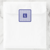 BLUE LINE KNIT Kleine vierkante Stickers + Initiaa (Tas)