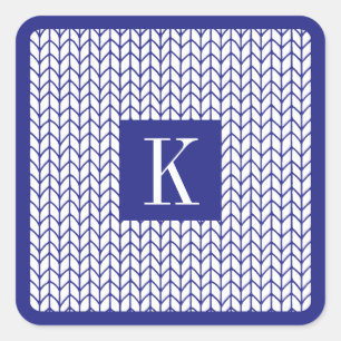 BLUE LINE KNIT Kleine vierkante Stickers + Initiaa