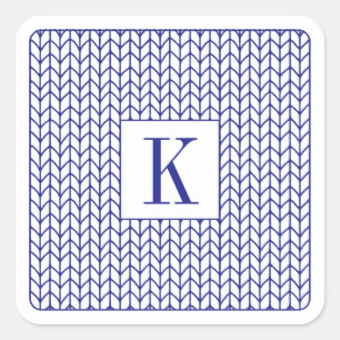 BLUE LINE KNIT Kleine vierkante Stickers + Initiaa