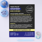 Blue Line & Logo, politieagent, werving politie Flyer (Enkel)