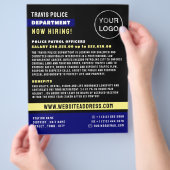 Blue Line & Logo, politieagent, werving politie Flyer (Hand)