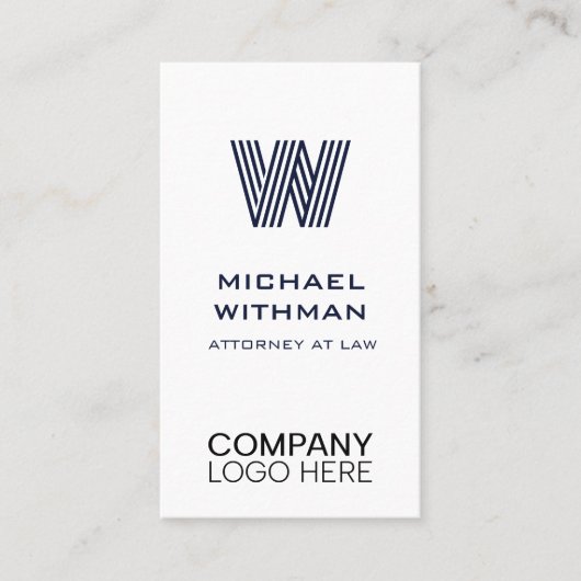 BLUE LINE MONOGRAM CORPORATE LOGO QR CODE VISITEKAARTJE (Voorkant)