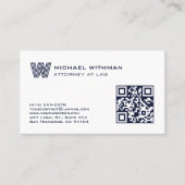 BLUE LINE MONOGRAM MASCULINE QR LAWYER ACCOUNTANT VISITEKAARTJE (Voorkant)