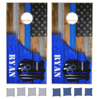 Blue Line Officer Hood Cornhole set