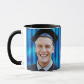 Blue Line Pattern Editable Portrait Men Graduation Mok (Links)