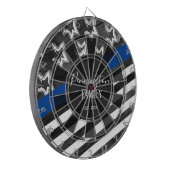 Blue Line Rustic Wood Design Custom Family Name Dartbord (Voorkant Links)