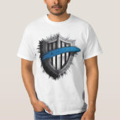 Blue Line Shield – Honor, Service, Protection T-shirt (Voorkant)
