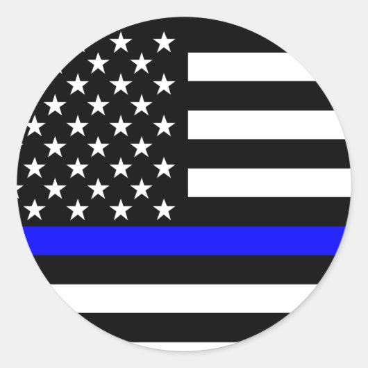 Blue Line US-vlag Ronde Sticker (Voorkant)