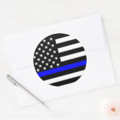 Blue Line US-vlag Ronde Sticker (Envelop)