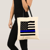 Blue Line US-vlag Tote Bag (Voorkant (product))