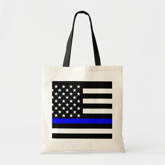 Blue Line US-vlag Tote Bag (Voorkant)