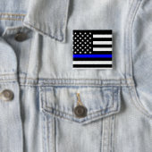 Blue Line US-vlag Vierkante Button 5,1 Cm (In situ)
