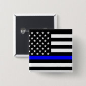 Blue Line US-vlag Vierkante Button 5,1 Cm (Voorkant /achterkant)