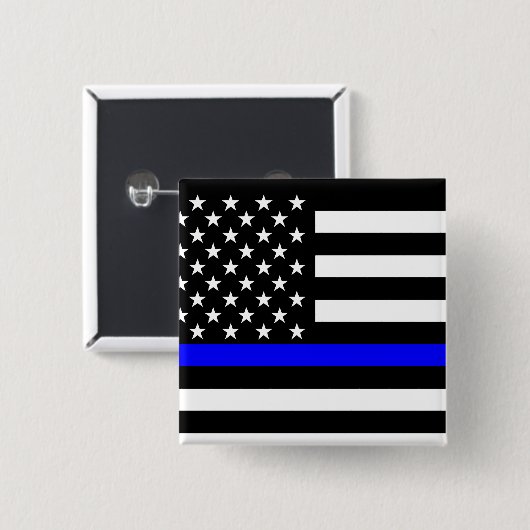 Blue Line US-vlag Vierkante Button 5,1 Cm (Voorkant /achterkant)
