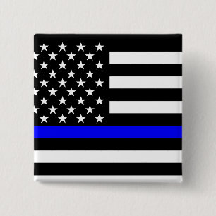 Blue Line US-vlag Vierkante Button 5,1 Cm