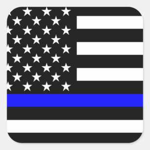 Blue Line US-vlag Vierkante Sticker