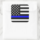 Blue Line US-vlag Vierkante Sticker (Tas)