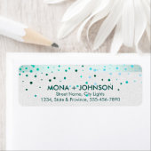 Blue Linen Glitter Sparkle Confetti Stippen Modern Etiket (Insitu)