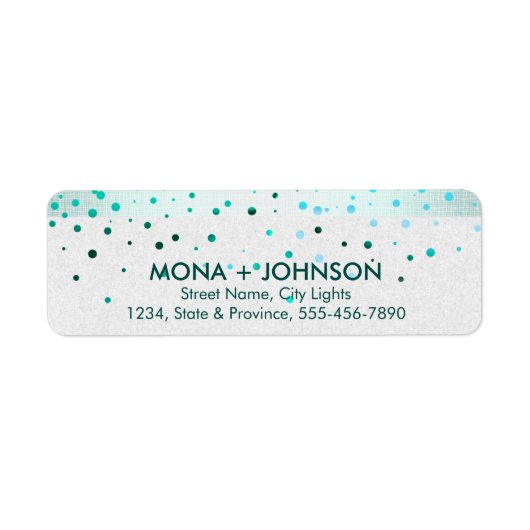 Blue Linen Glitter Sparkle Confetti Stippen Modern Etiket (Voorkant)