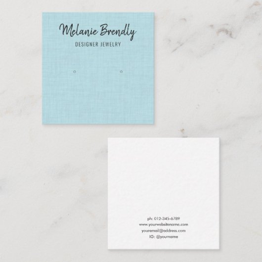 Blue Linen Pattern Earring Display Visitekaartje (Voorkant / Achterkant)
