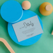 Blue Linen Simple Black Script Weddenschap Details Kaart